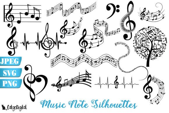 Download Music Note Silhouettes Clipart - Music Collection