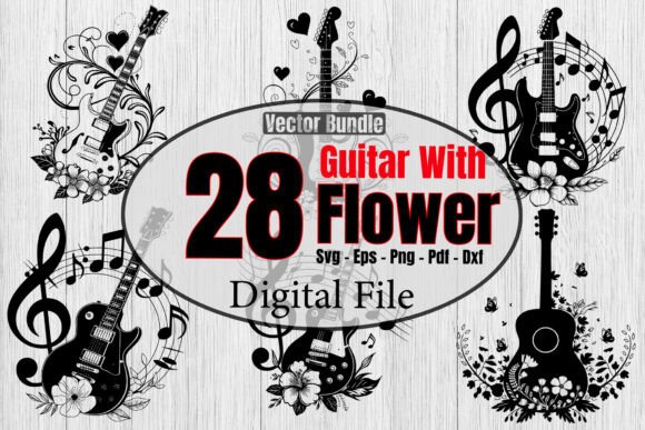 Download Floral Guitar Svg Bundle,Music Notes Svg - Music Collection